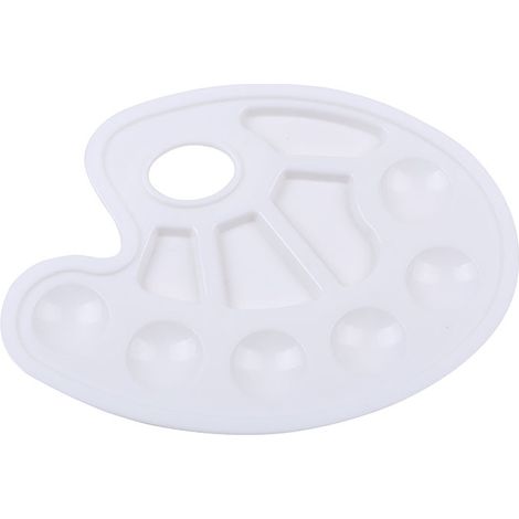 [JAMAIS UTILISÉ]Plateaux de peinture pour artistes en plastique blanc, avec trou de pouce à 10 trous pour peintures acryliques 2pcs (1/5)