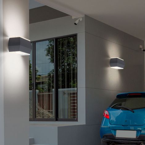 Applique da esterno Up Down Applique da parete in alluminio Luce da facciata LED da esterno argento, 4x 2,5W 4x 180lm bianco caldo, set di 2