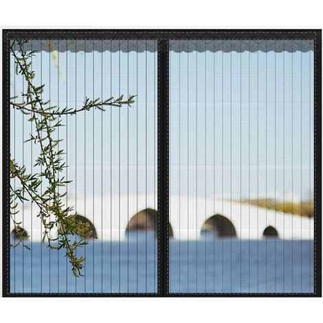 Insektenschutzgitter für Fenster, zuschneidbar, 130 cm - 150 cm, mit Klebestreifen, feinmaschig, ohne Bohren - Schwarz (1/5)
