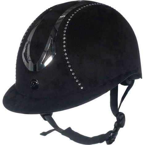 55-57 CM, nero: Cap equitazione modello Illusion diamond con rotella di regolazione e strass decorativi