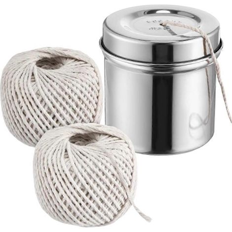 Küchengarn mit Edelstahl-Spender, 2er-Pack, 66 m (216 ft), 2 mm naturbelassenes Baumwoll-Metzgergarn (1/5)