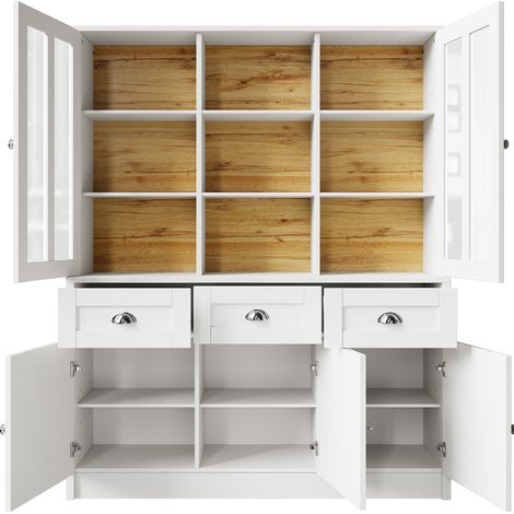 Mobile alto bianco 140 x 38,5 x 175 cm con cassetti e ante in acrilico MODENUIT (1/5)