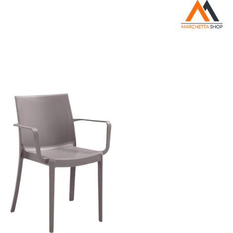 Victoria sedia impilabile in polipropilene antracite con braccioli e piedini antiscivolo cm 58x55x82 h per interno ed esterno