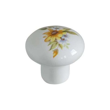 Bouton Meuble Classique Céramique Blanc Jaune - B BEAUTY