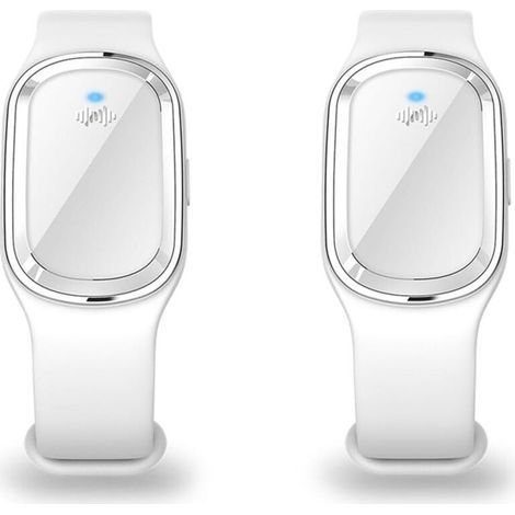 Lot de 2 Bracelet anti-moustiques à ultrasons avec câble de charge USB, convient pour adultes et enfants (Blanc) (1/4)
