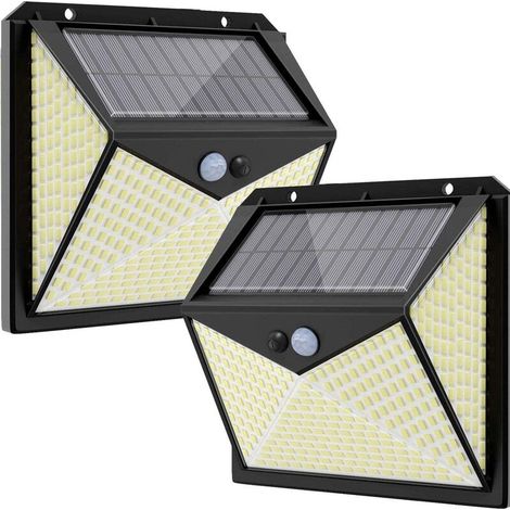 SABIR 350 LED Lampe Solaire Exterieur, 3 Mode Lumiere Solaire Exterieur Detecteur de Mouvement 5.5V 270° Puissante Étanche Eclairage Spot Led Solaire Exterieur Sécurité Sans Fil Applique pour Jardin (1/5)