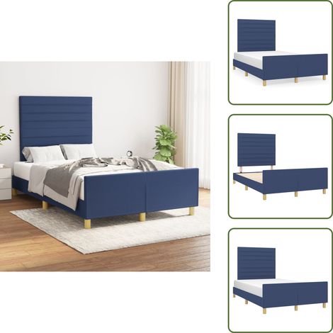 The Living Store Cadre de lit sans matelas bleu 120x190 cm tissu - Cadre De Lit - Lit Avec Têted'appui - Literie - Meubles De Chambre - Meuble Bleu (1/5)