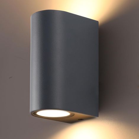 Applique Murale Exterieur, Gris Anthracite Aluminium Up Down Eclairage Exterieur, IP65 Étanche Luminaire Lumiere Lampe Exterieur pour Jardin, Cour, Patio, Balcon, Terrasse, Garage (1/5)