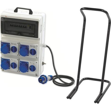 Quadro ASC portatile, 6KW 230V, IP65, 4 prese interbloccate 2P+T 16A, spina 2P+T 32A, con magnetotermico, differenziale generale e cavalletto - Rosi 2206C (1/3)