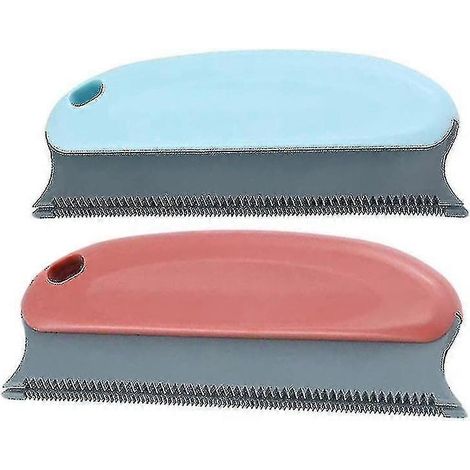 Peigne pour poils d'animaux, brosse de démêlage pour chiens et chats, outil d'élimination des poils d'animaux (2 pièces, rouge, bleu)-AquaForge (1/5)