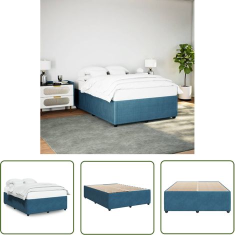vidaXL Bettgestell Blau 160x200 cm Samt (1/5)