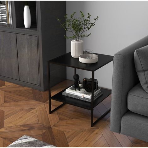Mesa auxiliar con estante de acero 40x40x45 cm OKMYHOME (1/4)