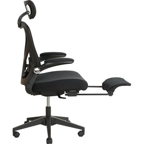 Silla de oficina ergonómica plegable negra con reposacabezas 3D y reposapiés (1/5)
