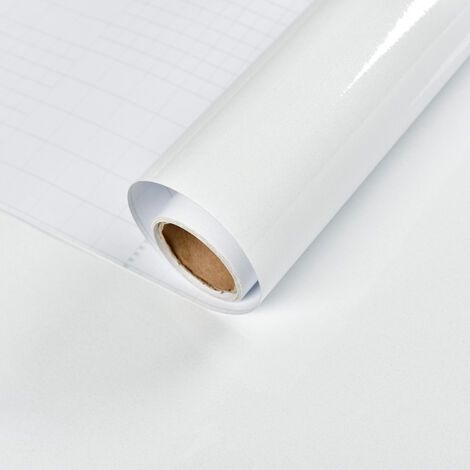 Adhesive Paper for Furniture Glossy White 40cmx3m, Wallpaper Roll Self-Adhesive Furniture Film, Kitchen Worktop Bathroom Walls (1/5)