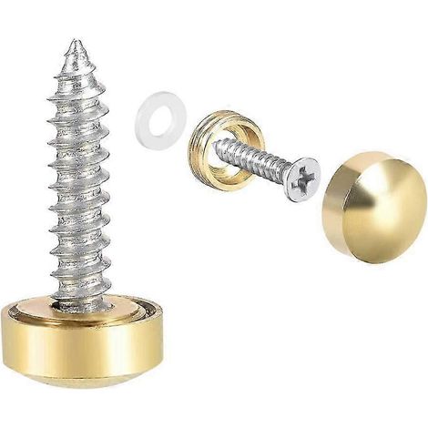 Vis à miroir, capuchons décoratifs, clous de recouvrement dorés 10 mm, lot de 4 (1/5)