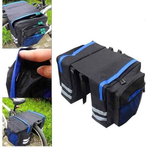 Sac à dos de vélo Porte-bagages arrière Double sac Selle étanche VTT - Bleu (1/4)