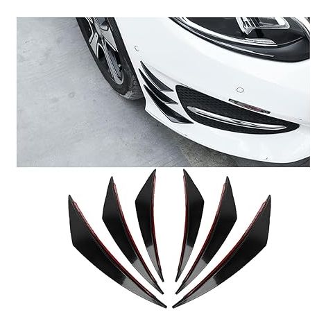 Lntyq 6-teiliges Frontspoiler-Canards-Kit für die Stoßstange, winddichte Messerleisten für die vordere Stoßstange des Autos, universell einsetzbar, winddichte Messerleisten für die vordere Stoßstange (1/4)