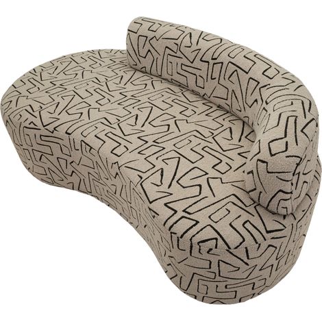 Fester 2-Sitzer Sofa Dadato, Geometrische Muster, 2 Sitzplätze, Schwarze Struktur, 93x45x178h cm Beige