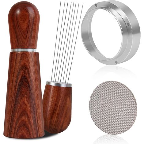 Aiguille à poudre + anneau de réception de poudre + filet de distribution d'eau de 53 mmEnsemble distributeur de café avec aiguilles de mélange à huit aiguilles et distributeur à aiguilles en bois mas (1/5)