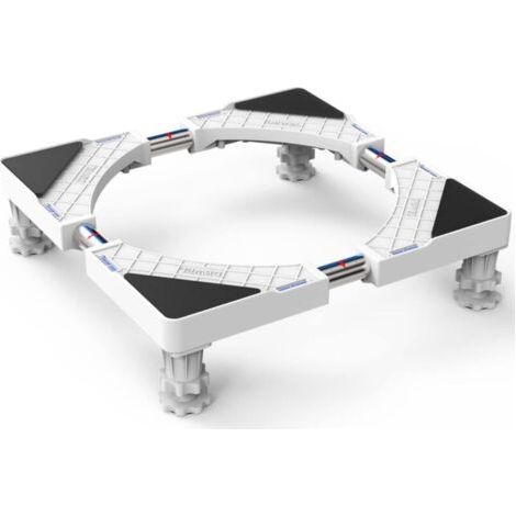Support de Machine à Laver Base pour Frigo Lave-linge Sèche-linge Réglable en Longueur 50cm-66cm Support Charge 300 kg avec l'Effet de Réduiction du Bruit