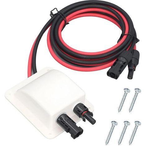 Traversée de toit solaire double passage de câble étanche IP68 avec câble de rallonge solaire de 6,5 pieds pour panneaux solaires, caravanes, camping-cars, bateaux et projets solaires (1/5)