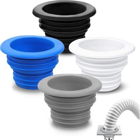 4 Bouchons Anti - Odeur de Haute Qualité pour Machine à Laver, Parfaits en Tant que Bouchons Vidange et Bouchons pour Machine à Laver (Blanc, Noir, Gris et Bleu Profond) (1/5)