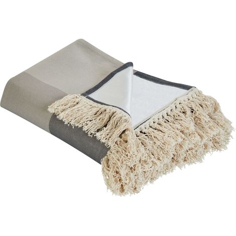 Coperta da picnic in tessuto con cinturino a quadri grigio 200 x 200 cm Lunda