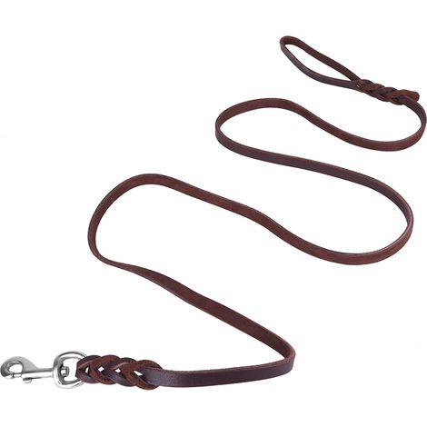 Laisse de sécurité pour chien en cuir de vachette et sangle en cuir pour la marche, la course et l'entraînement (2,1 m) (1/5)