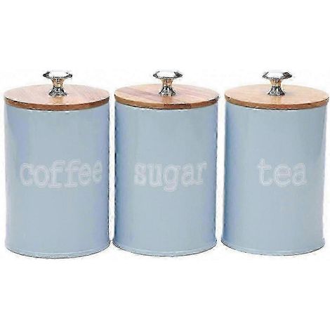 3-teiliges Set luftdichter Küchenbehälter zur Aufbewahrung von Lebensmitteln, Kaffeebohnen, Zucker und Mehl Blau (1/5)