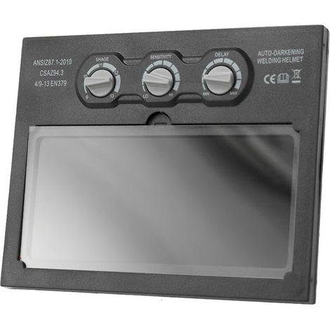 Masque de soudage à assombrissement automatique solaire – Protection UV/IR DIN 15 – Temps de commutation 1/10000s – Zone de visualisation 92,5x42,5mm (1/5)