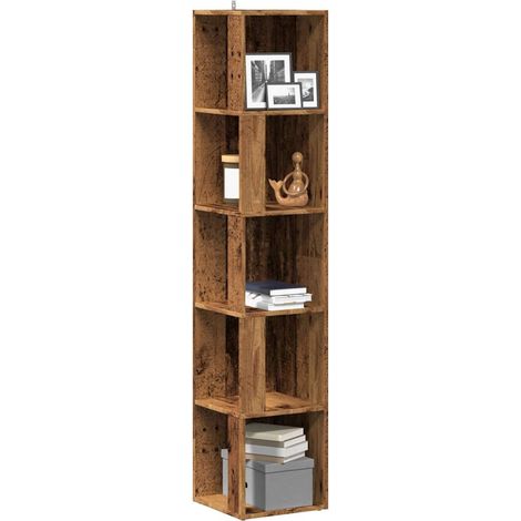 Armoire d'angle-Meuble de rangement vieux bois 33x33x165 cm bois d'ingénierie 285049 (1/5)