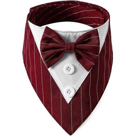 Joli collier réglable pour chat avec nœud papillon rouge à rayures, costume grand nœud, taille XS, accessoire élégant et ajustable.
