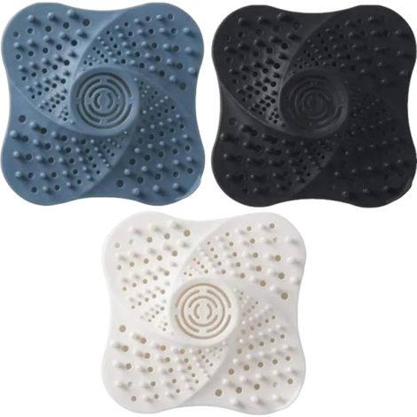 Filtre Cheveux - Pour Douche Baignoire Évier - Ventouse Fixation Stable - Lot de 3 (1/5)
