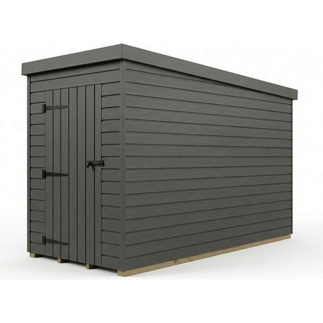 4ft x 9ft Composite Pent Garden Shed Single Door No Windows - Composite - L122 x W274 x H210 cm - Grey