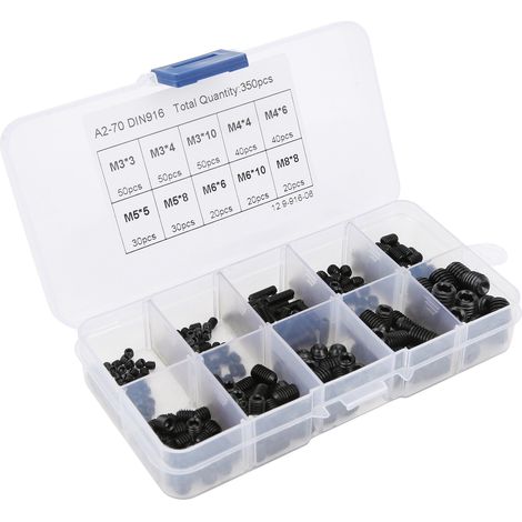 350-teiliges Set konkav geformter Befestigungselemente aus hochfestem legiertem Stahl der Güteklasse 12.9, Größen M3-M8 (1/5)