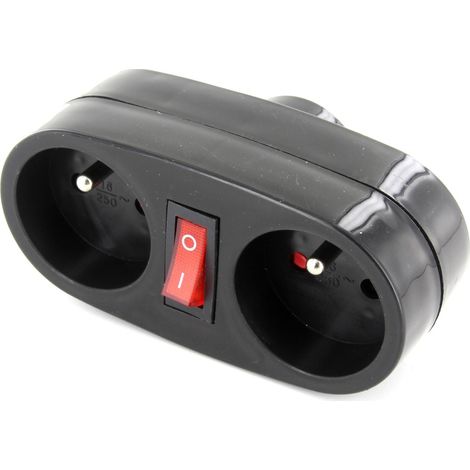 Biplite domino 2x16A + interrupteur - anthracite - Dio