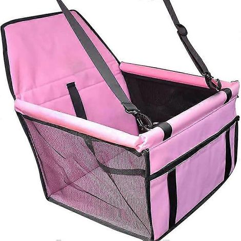Siège auto pour petit chien, rehausseur de voiture pour animaux de compagnie, cage de transport avec laisse de sécurité à clip, idéal pour les petits chiens et chats, avec cadre en PVC. (1/3)