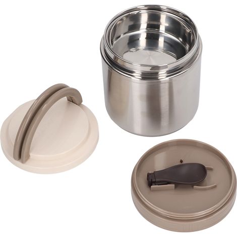 Boîte alimentaire isotherme en acier inoxydable 304, forme ronde, style japonais, 1,2 L, couleur naturelle, idéale pour les déjeuners au bureau.