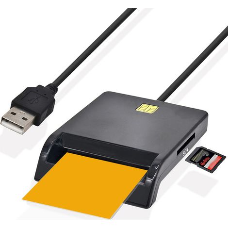 Lecteur de Carte à Puce Multifonction, Lecteur de Carte Externe pour SD/TF/M2/MS/Carte Bancaire/Carte D'identité/Carte SIM, Carte (1/5)