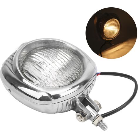 Phare Moto Rétro 4en1 12V 60W en Alliage d'Aluminium avec Lentille Transparente Boulons M10 Universel (1/5)