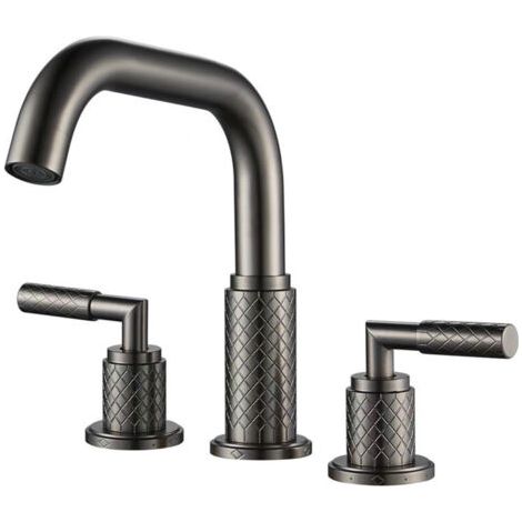 Luxuriöser Wasserhahn aus Kupfer für Badezimmerwaschbecken, elegantes Dreiloch-Design, flexible 360°-Drehung, präzise Warm- und Kaltwasserregelung, weicher Wasserstrahl für optimalen Komfort MUMU
