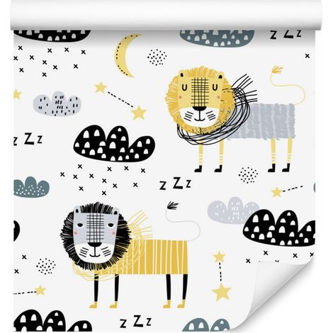 Papier peint Lions, Nuages et Lunes pour Salon et Chambre 50x1000 cm (1/5)