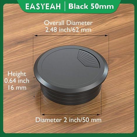 Passe-câbles de bureau - - Lot de 10 (Ø50 mm) - Plastique ABS - Blanc - Hauteur 16 mm (1/5)