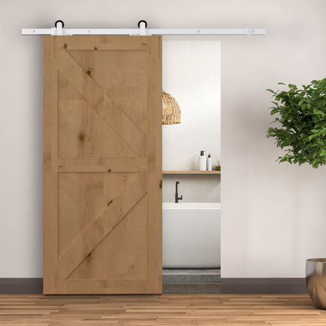 Kit de herrajes para puerta corredera (98x16.5x7 cm), para 2 puertas, soporta hasta 100 kg, acero, blanco (1/5)