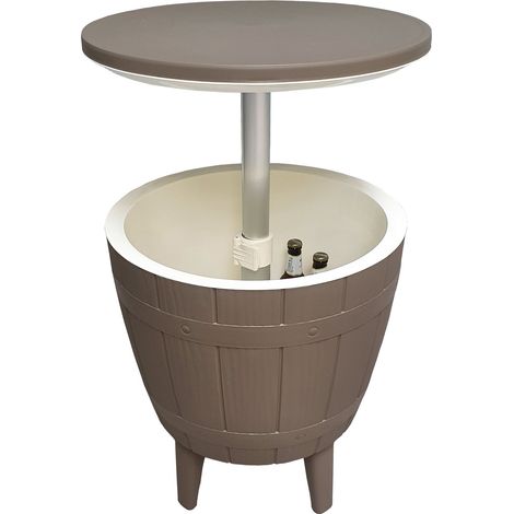 Signature Weave Wood Effect Barrel Shaped Ice Bucket Coffee Side Table Neutral (1/4)