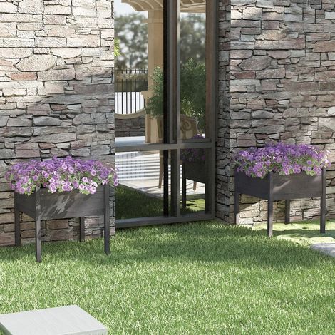 Jardinières, Bac à fleurs, Pot de fleurs 2 pcs Gris 70x70x70 cm Bois de pin massif BVM75440 (1/4)