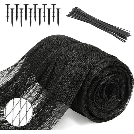 Filet Anti Oiseaux Noir 4x6m, Protection Jardin Maille 15x15mm Kit Complet Comprenant 12 Piquets et 30 Attaches pour Protéger Potager, Semences, Fraisiers, Cerisiers et Arbres Fruitiers (1/5)