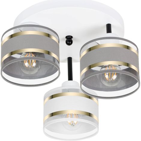 Plafoniera bianca con paralumi, in metallo industriale, 3xE27, illuminazione LED moderna per soggiorno, cucina, camera da letto, cameretta dei bambini, loft (1/5)