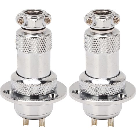 Connecteur avion 2 broches 2 pièces, fiche ronde 20mm en alliage de zinc argenté, fil cuivre pour courant AC DC 250V (1/5)