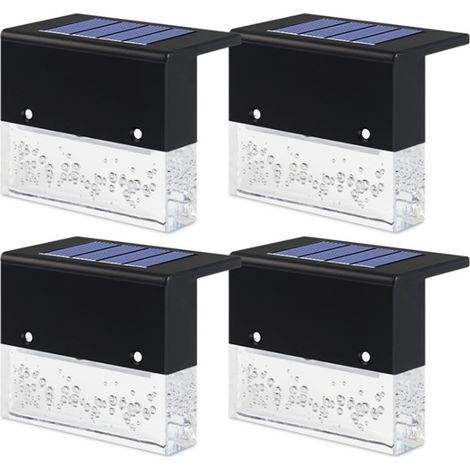 Luminaire Solaire Extérieur - Éclairage d'Escalier et de Clôture - 2 Modes (Blanc Chaud / 7 Couleurs) - IP55 - 4 Pièces (1/5)